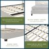 imageNovogratz Eloise Upholstered Platform Bed Frame with Tall 56quot Button Tufted Headboard Queen Navy Blue ChenilleIvory