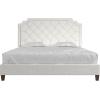 imageNovogratz Eloise Upholstered Platform Bed Frame with Tall 56quot Button Tufted Headboard Queen Navy Blue ChenilleIvory