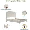imageNovogratz Eloise Upholstered Platform Bed Frame with Tall 56quot Button Tufted Headboard Queen Navy Blue ChenilleIvory