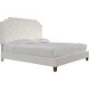imageNovogratz Eloise Upholstered Platform Bed Frame with Tall 56quot Button Tufted Headboard Queen Navy Blue ChenilleIvory