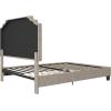 imageNovogratz Eloise Upholstered Platform Bed Frame with Tall 56quot Button Tufted Headboard Queen Navy Blue ChenilleIvory