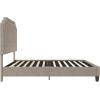 imageNovogratz Eloise Upholstered Platform Bed Frame with Tall 56quot Button Tufted Headboard Queen Navy Blue ChenilleIvory