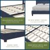 imageNovogratz Eloise Upholstered Platform Bed Frame with Tall 56quot Button Tufted Headboard Queen Navy Blue ChenilleNavy