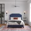 imageNovogratz Eloise Upholstered Platform Bed Frame with Tall 56quot Button Tufted Headboard Queen Navy Blue ChenilleNavy