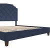 imageNovogratz Eloise Upholstered Platform Bed Frame with Tall 56quot Button Tufted Headboard Queen Navy Blue ChenilleNavy