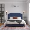 imageNovogratz Eloise Upholstered Platform Bed Frame with Tall 56quot Button Tufted Headboard Queen Navy Blue ChenilleNavy