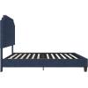 imageNovogratz Eloise Upholstered Platform Bed Frame with Tall 56quot Button Tufted Headboard Queen Navy Blue ChenilleNavy