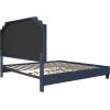 imageNovogratz Eloise Upholstered Platform Bed Frame with Tall 56quot Button Tufted Headboard Queen Navy Blue ChenilleNavy
