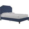 imageNovogratz Eloise Upholstered Platform Bed Frame with Tall 56quot Button Tufted Headboard Queen Navy Blue ChenilleNavy