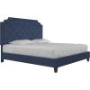 imageNovogratz Eloise Upholstered Platform Bed Frame with Tall 56quot Button Tufted Headboard Queen Navy Blue ChenilleNavy