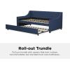 imageNovogratz Her Majesty Upholstered Daybed and Trundle Twin over Twin Grey LinenBlue Linen