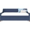 imageNovogratz Her Majesty Upholstered Daybed and Trundle Twin over Twin Grey LinenBlue Linen