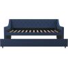imageNovogratz Her Majesty Upholstered Daybed and Trundle Twin over Twin Grey LinenBlue Linen