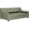 imageNovogratz Her Majesty Upholstered Daybed and Trundle Twin over Twin Grey LinenGreen Linen