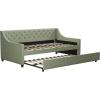 imageNovogratz Her Majesty Upholstered Daybed and Trundle Twin over Twin Grey LinenGreen Linen