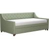 imageNovogratz Her Majesty Upholstered Daybed and Trundle Twin over Twin Grey LinenGreen Linen