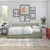 imageNovogratz Her Majesty Upholstered Daybed and Trundle Twin over Twin Grey LinenGreen Linen