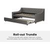 imageNovogratz Her Majesty Upholstered Daybed and Trundle Twin over Twin Grey LinenGrey Linen