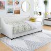 imageNovogratz Her Majesty Upholstered Daybed and Trundle Twin over Twin Grey LinenIvory