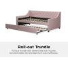 imageNovogratz Her Majesty Upholstered Daybed and Trundle Twin over Twin Grey LinenPink Linen