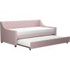 imageNovogratz Her Majesty Upholstered Daybed and Trundle Twin over Twin Grey LinenPink Linen