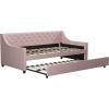 imageNovogratz Her Majesty Upholstered Daybed and Trundle Twin over Twin Grey LinenPink Linen