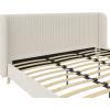 imageNovogratz Holly Upholstered Wingback Bed Frame King Ivory VelvetIvory