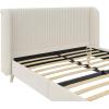 imageNovogratz Holly Upholstered Wingback Bed Frame King Ivory VelvetIvory