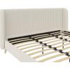 imageNovogratz Holly Upholstered Wingback Bed Frame King Ivory VelvetIvory
