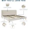 imageNovogratz Holly Upholstered Wingback Bed Frame King Ivory VelvetIvory