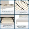 imageNovogratz Holly Upholstered Wingback Bed Frame King Ivory VelvetIvory