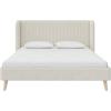 imageNovogratz Holly Upholstered Wingback Bed Frame King Ivory VelvetIvory