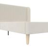 imageNovogratz Holly Upholstered Wingback Bed Frame King Ivory VelvetIvory