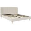 imageNovogratz Holly Upholstered Wingback Bed Frame King Ivory VelvetIvory