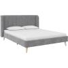 imageNovogratz Holly Upholstered Wingback Bed Frame King Ivory VelvetLight Gray