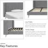 imageNovogratz Holly Upholstered Wingback Bed Frame King Ivory VelvetLight Gray