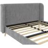 imageNovogratz Holly Upholstered Wingback Bed Frame King Ivory VelvetLight Gray