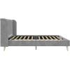 imageNovogratz Holly Upholstered Wingback Bed Frame King Ivory VelvetLight Gray