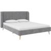 imageNovogratz Holly Upholstered Wingback Bed Frame King Ivory VelvetLight Gray