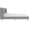 imageNovogratz Holly Upholstered Wingback Bed Frame King Ivory VelvetLight Gray