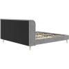 imageNovogratz Holly Upholstered Wingback Bed Frame King Ivory VelvetLight Gray