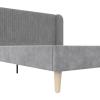 imageNovogratz Holly Upholstered Wingback Bed Frame King Ivory VelvetLight Gray