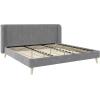 imageNovogratz Holly Upholstered Wingback Bed Frame King Ivory VelvetLight Gray