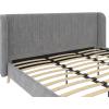 imageNovogratz Holly Upholstered Wingback Bed Frame King Ivory VelvetLight Gray