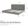 imageNovogratz Holly Upholstered Wingback Bed Frame King Ivory VelvetLight Gray