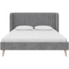 imageNovogratz Holly Upholstered Wingback Bed Frame King Ivory VelvetLight Gray
