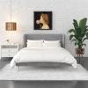 imageNovogratz Holly Upholstered Wingback Bed Frame King Ivory VelvetLight Gray