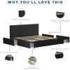 imageNovogratz Kelly Upholstered Bed with Underbed Storage Drawers and Clean Lined Headboard Queen Dark Gray LinenDark Gray Linen