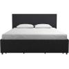 imageNovogratz Kelly Upholstered Bed with Underbed Storage Drawers and Clean Lined Headboard Queen Dark Gray LinenDark Gray Linen
