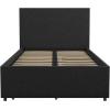 imageNovogratz Kelly Upholstered Bed with Underbed Storage Drawers and Clean Lined Headboard Queen Dark Gray LinenDark Gray Linen